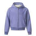 Purple Zip-Up Star Print Hoodie