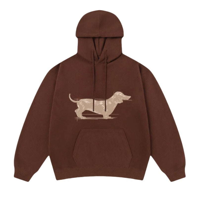 Retro-Inspired Brown Graphic Pullover Hoodie